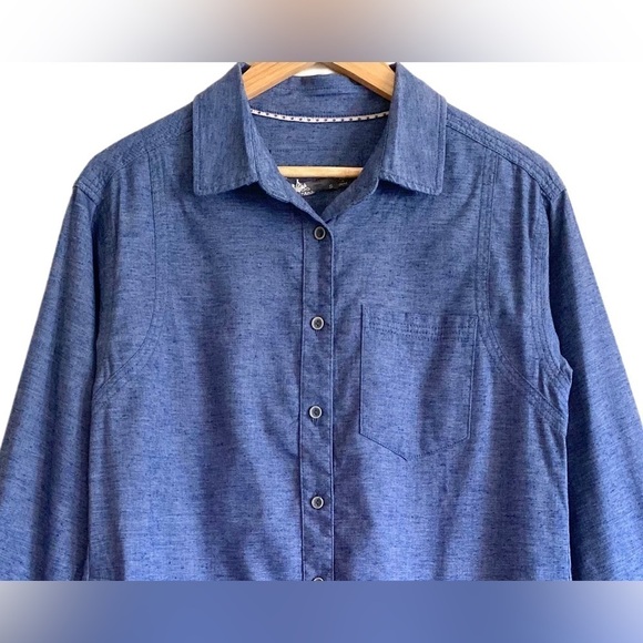 PRANA Hemp Blend Preppy Minimalist Sustainable Button Down Aster Tunic Sz S NWT - Picture 3 of 12